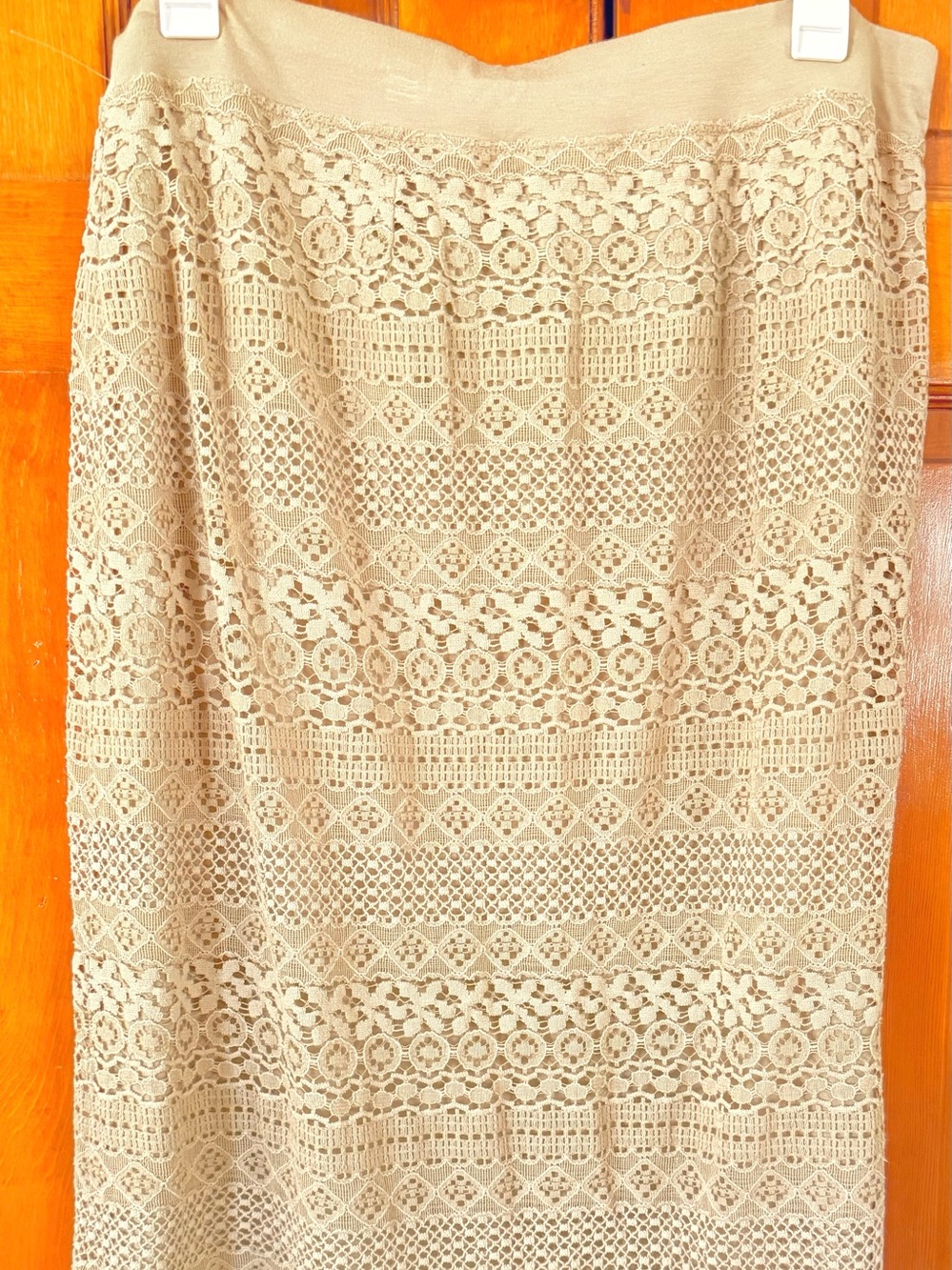 Lace taupe maxi skirt